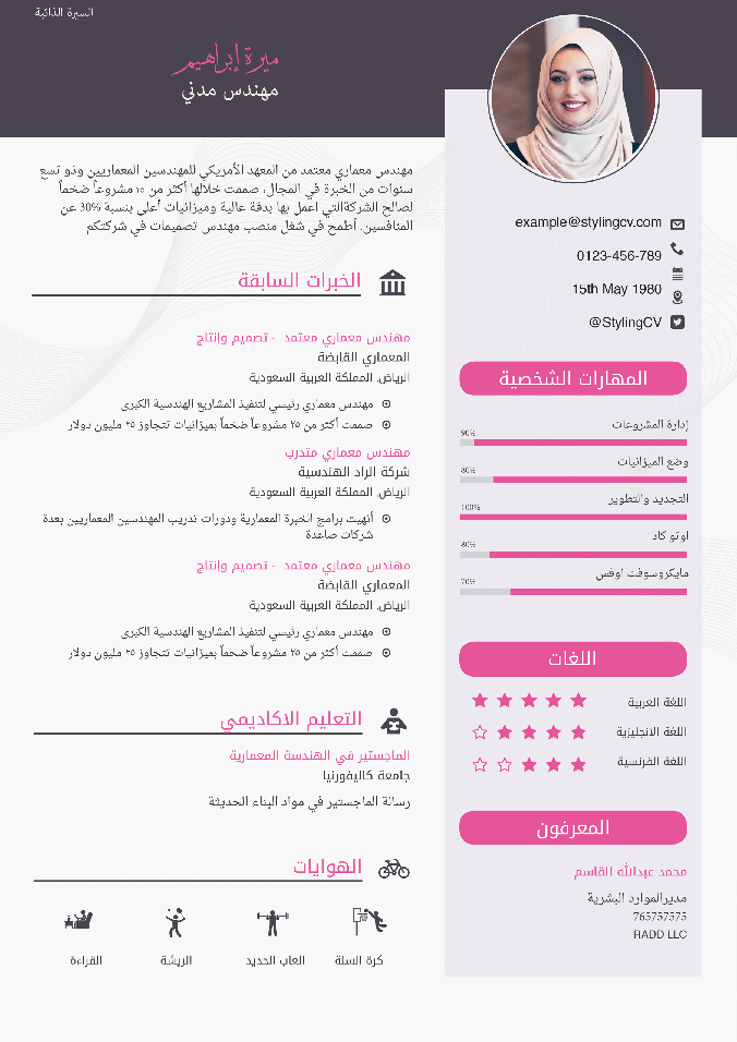 ١٠٠ نموذج سي في باللغة العربية مجاناً و جاهزة للتحميل و احصل على وظيفة